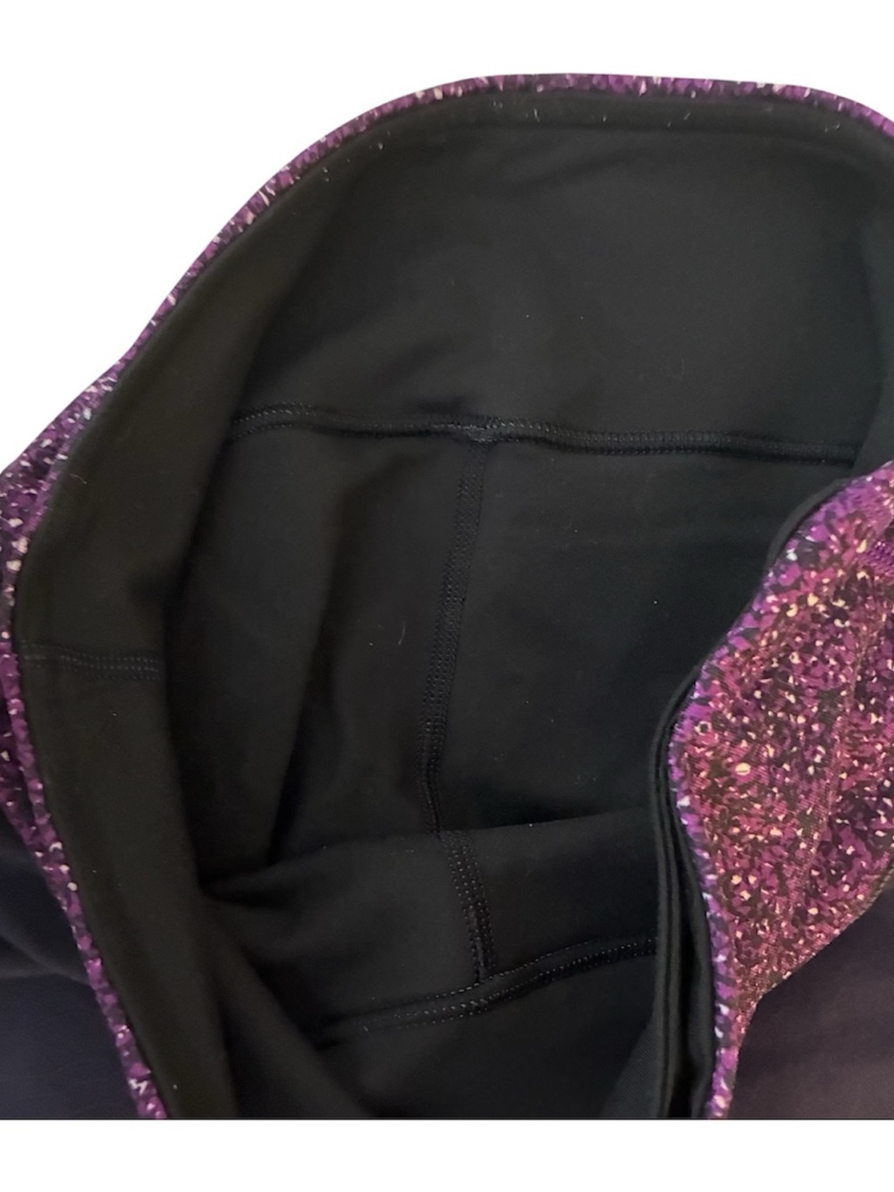 lululemon athletica Black Leggings with Purple Glitter Waistband - Picture 2 of 3